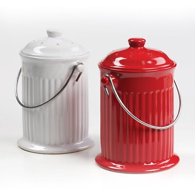 #ad Norpro Ceramic Kitchen Compost Keeper Countertop Pail 1 Gallon 10 x 7.75 Inch $39.94