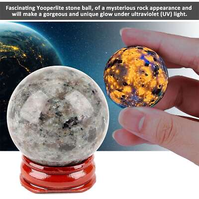 #ad Natural Yooperlite Flame Fire Stone Rock Crystal Ball Under UV Very Bright 40mm $10.52