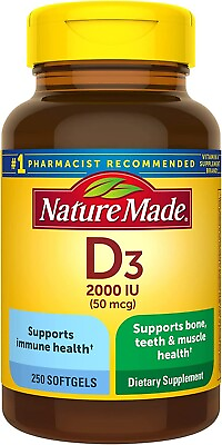 Nature Made Vitamin D3 2000 IU 50 mcg 250 Softgels April 2024 $19.85