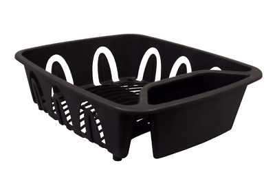 Black Dish Drainer Rack Dishes Kitchen Counter Plastic 12quot;x14quot;x4quot; FREE SHIPPING $13.90