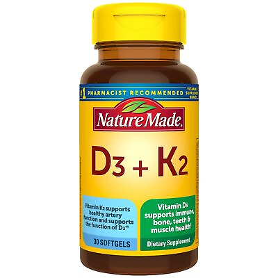 Nature Made Vitamin D3 K2 5000 IU 125 mcg Vitamin D Dietary Supplement for ... $12.65