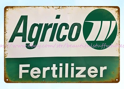#ad advertising wall art cottage barnyard farming Agrico Fertilizers metal tin sign $18.76