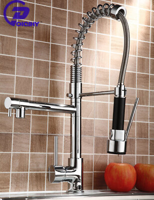 Chrome Kitchen Faucet Swivel Single Handle Sink Pull Down Sprayer Mixer Tap $36.99