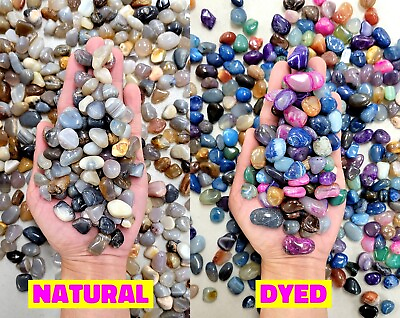 #ad Tumbled Small Agate Crystals Dyed or Natural Colorful Bulk Stone Tumbles Mix $7.50