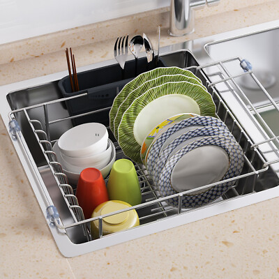 1Easylife Stainless Steel Kitchen Dish Drying Sink Rack Drain Strainer Basket $12.58