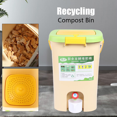 Recycle Composter Aerated Compost Bin Bokashi Bucket Kitchen Food Waste Bin 21L $45.60