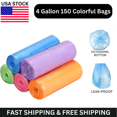 4 gallon 150 Colorful Bags Small Garbage bags for Bathroom Office Home Kitchen $12.49