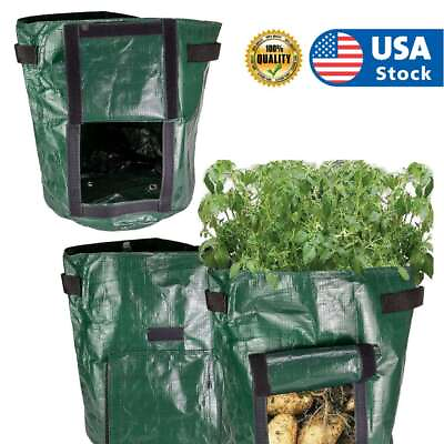 #ad 7 10 Gallon Nursery Planting Bag Pot Planter Growing Garden Vegetable Container $7.89