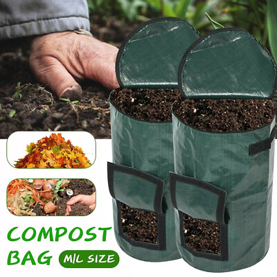 #ad Portable Garden Organic Compost Bag Fertilizer Fruit Planter Waste Bin Collector $36.19
