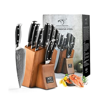 Damascus Knife Set for Kitchen Kitchen Knife Set with Block Damascus Steel ... $218.71