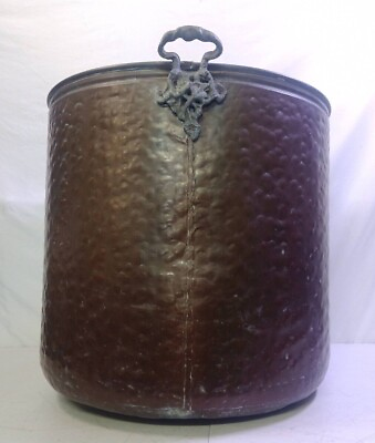 #ad Antique Large Copper Bucket Pot Planter Dovetail Iron Handles Rivets 19quot; x 20quot; $149.99