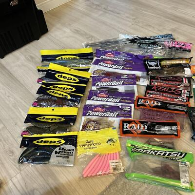 #ad Bass Fishing Used Worms 60 Bags Or More 50000 $168.05