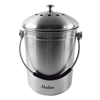Compost Bin 304 Stainless Steel Kitchen Composter Waste Pail Indoor Counterto... $36.03