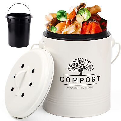 #ad Kitchen Compost Bin 1.3 Gallon Countertop Compost Bin with Lid Indoor Compo... $41.09