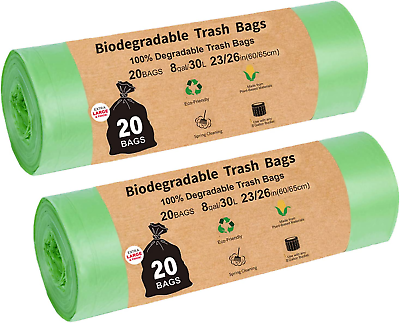 Compostable Bags 40 Count Compostable Trash Bags 8 Gallon 30 Liter Garbage Ba $14.99