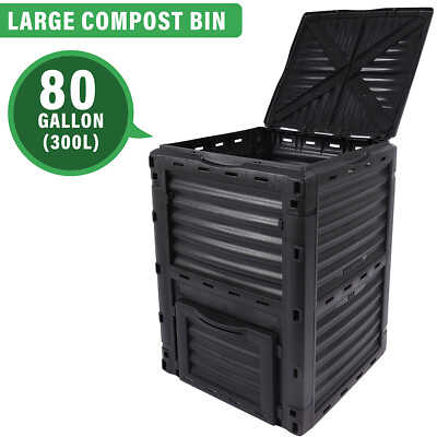#ad 80 Gallon Garden Compost Bin Fast Creation of Fertile Soil Composter Black $67.48