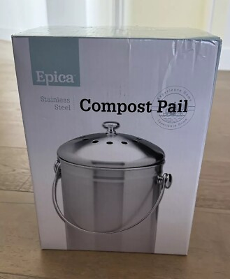 #ad NEW: EPICA Stainless Steel Compost Bin 1.3 Gallon Includes Charcoal Filter $29.95