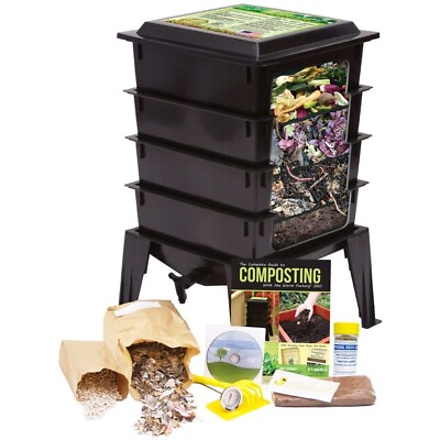 #ad Black Worm Composter with Compost Tea Spigot Indoor or Outdoor $247.16