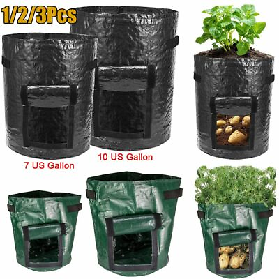 #ad 7 10 Gallon Garden Planting Pots Grow Planter Bags for Potato Carrot Onion USA $13.79