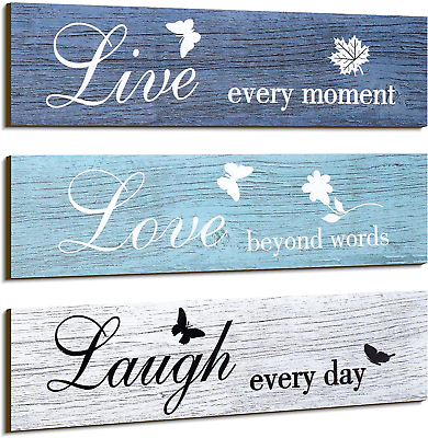 3 Pieces Rustic Wood Sign Wall Decor Live Love and Laugh Quote Sign Farmhouse Wa $25.96
