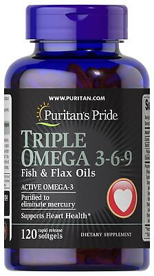 #ad Puritan#x27;s Pride Triple Omega 3 6 9 Fish amp; Flax Oils 120 Softgels $9.59