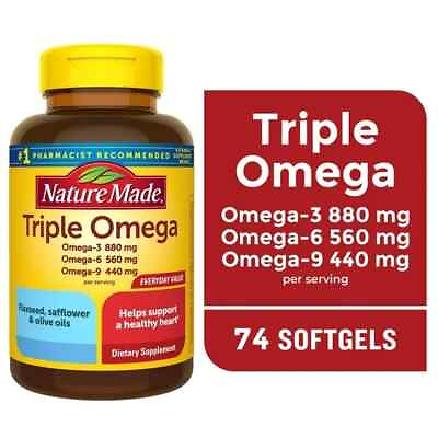 #ad Nature Made Triple Omega 3 6 9 Softgels 74 Count Free Shipping $17.62