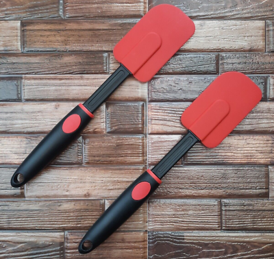 Cook#x27;s Kitchen Red Spatulas 2 Pack 11.75quot; Silicone Dishwasher Safe FREE SHIPPING $14.89