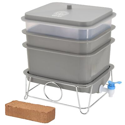 #ad Worm Nerd WN54 4 Tray Worm Composting Bin Kit with Coco Coir Brick for Recycl... $93.29