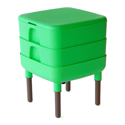 FCMP Outdoor Essential Living 6 Gallon Worm Composter Bin w Garden Trays Green $65.29