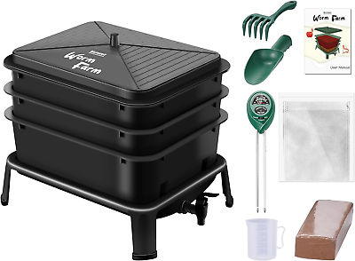 #ad Worm Composter 3 Tray Worm Farm with Compost Worms Starter Kit for Vermicomp... $106.99