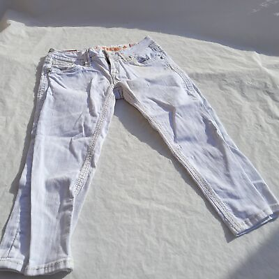 #ad Rock Revival White Alania Capri Jeans Womens Size 28 Hot Style Distress $30.68