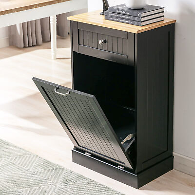 Trash Cabinet Tilt Out Free Standing Kitchen Bin Storage Can Cupboard w 1 Drawer $109.88