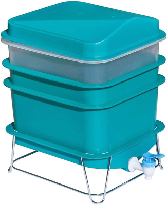 4 Tray Worm Factory Farm Compost Small Compact Bin Set Storage Organizer Square $87.82