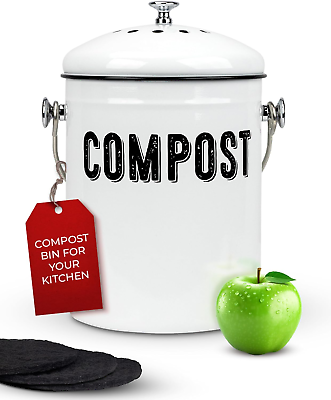 #ad Kitchen Compost Bin Countertop Indoor Compost Bin with Lid 100% Rust Proof Com $50.67