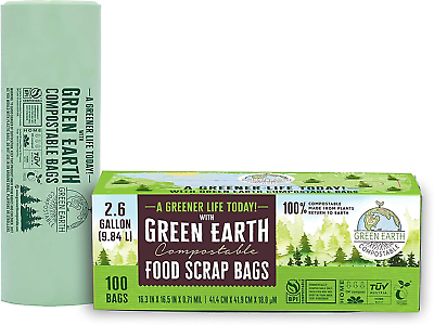 #ad Green Earth Compostable Small Kitchen Food Scrap Waste Bags Compost Bin Compati $18.81