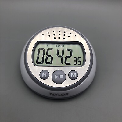 Taylor Super Loud Digital Kitchen Cooking Timer Countertop White Silver *READ $9.38