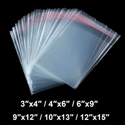 200 Clear Resealable Recloseable Self Adhesive Cello Tape OPP Poly Plastic Bags $12.64