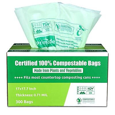 100% Compostable Bags by 3 Gallon Food Scraps Yard Waste Bags 300 Count Extr $46.77
