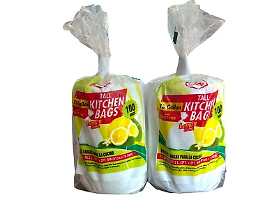 13 Gallon Tall Kitchen bags with Twist Ties Lemon Scent 100 bags Each Pack of 2 $22.87