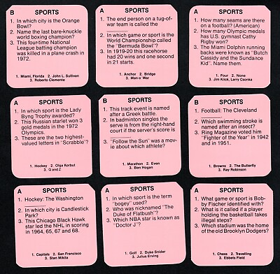 Sammy Baugh Mark Fidrych Johnny Weissmuller Olympics 1982 Trivia Board Game Card $2.24