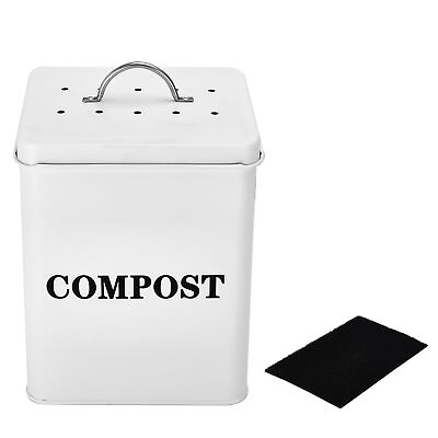 #ad Kitchen Compost Bin Metal Pail for Composting Kitchen Scraps Small Indoor... $31.87