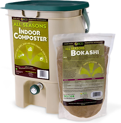 #ad All Seasons Indoor Composter Starter Kit – 5 Gallon Tan Compost Bin for Kitchen $93.99
