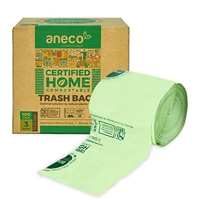 100% Compostable Trash Bags 3 Gallon 100 Count Extra Thick for Countertop Bin $32.67