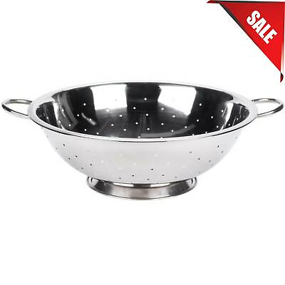 13 Qt. Kitchen Stainless Steel Round Colander Base Silver Footed with Handles $39.37