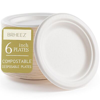 #ad brheez 6 in. Disposable Plates Paper Plates Alternative Compostable Plates He $15.37