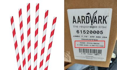 #ad #ad Wholesale Case Bulk Paper Straw 7.75quot; Red Swirl. Eco Compostable. 4800 PCs NEW $89.99