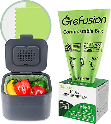 #ad 2.6 Gallon Compostable Trash Bags 100 Count Extra Thick 0.71 Mil Certified by $23.74