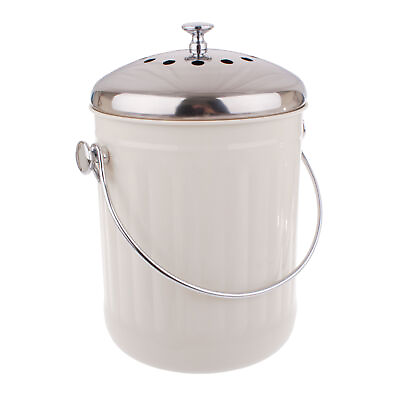 #ad #ad Enamel Retro Kitchen Scraps White Compost Bucket with Charcoal Filter AU $59.95