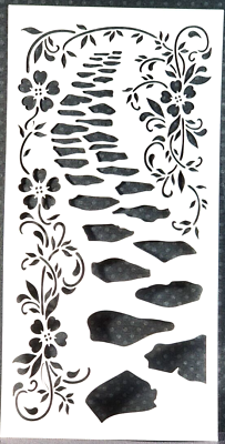#ad Rock Path Garden Flowers Pattern Stencil 4quot; x 8quot; $4.36
