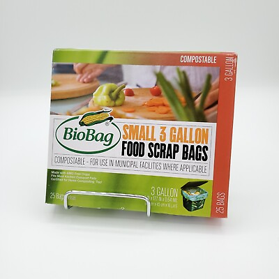 #ad #ad BioBag Small 3 Gallon Food Scrap Bags Compostable Pail Liners 25 Ct NEW $15.95